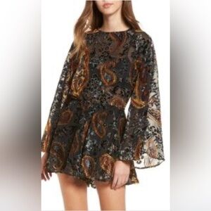 Lioness Backless Burnout Velvet Romper